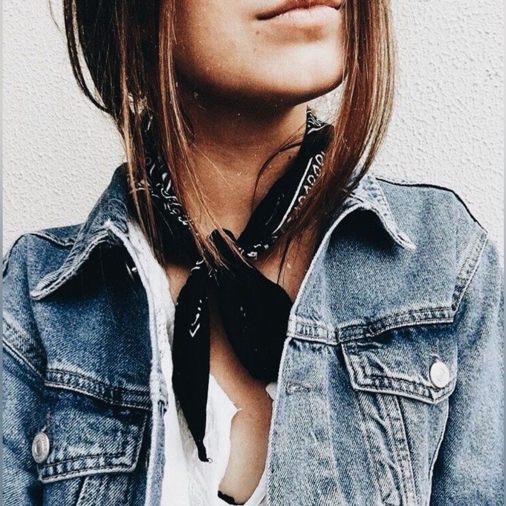 Black Paisley Square Cotton Bandana